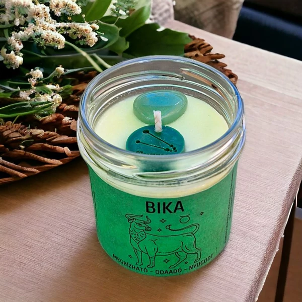 Bika horoszkóp gyertya csillagképes viaszkarikával