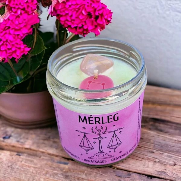 Mérleg horoszkóp gyertya csillagképes viaszkarikával