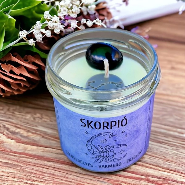 Skorpió horoszkóp gyertya csillagképes viaszkarikával