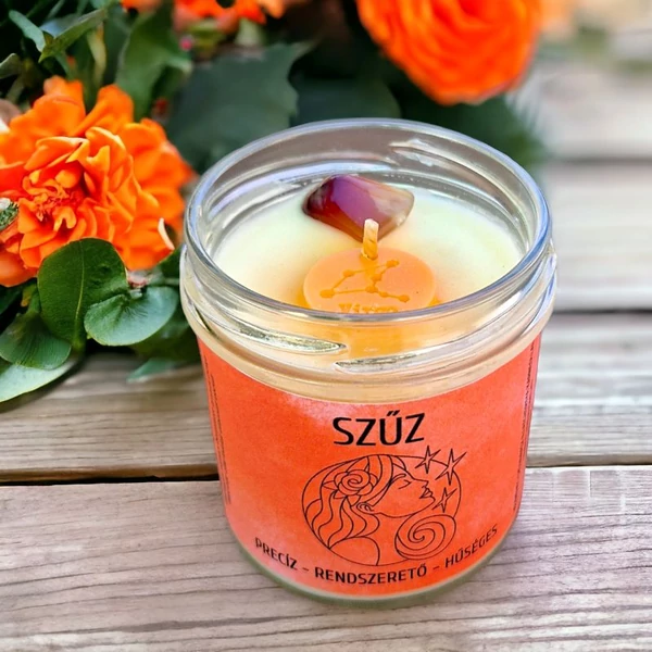 Szűz horoszkóp gyertya csillagképes viaszkarikával