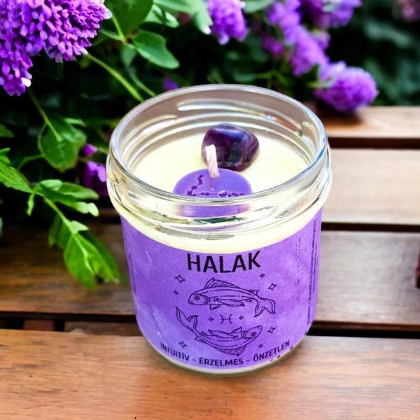 Kép 1/2 - Halak horoszkóp gyertya csillagképes viaszkarikával