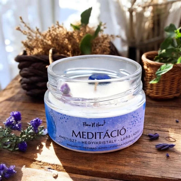 Kép 1/3 - meditációs gyertya ásványokkal