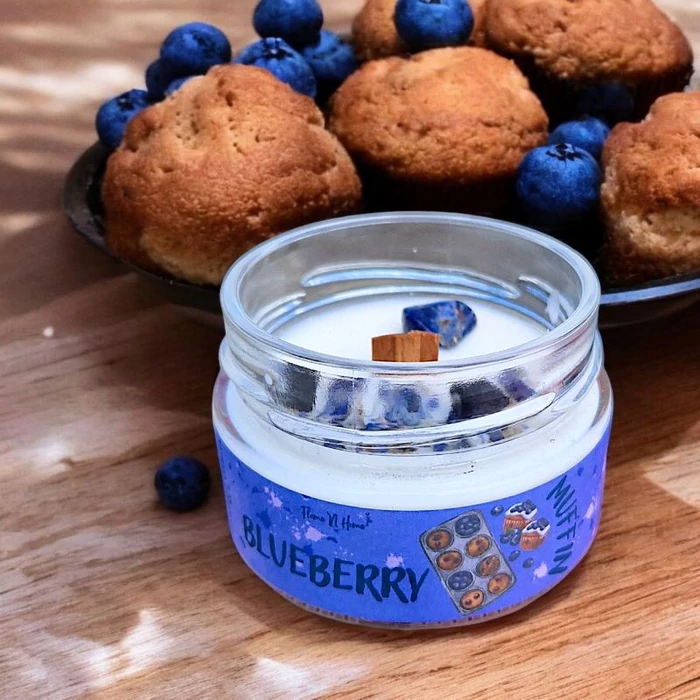 Blueberry muffin szójaviasz illatgyertya fakanóccal